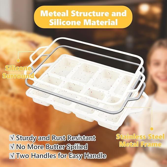 1PCS Silicone Mini Loaf Pans with Metal Frame, 8 Cavity Mini Bread Banna Loaf Pans, Nonstick Small Bread Pans for Baking, Tiny Meatloaf Pan with Metal Reinforced Frame for Brownie, Butter (1, Cream)