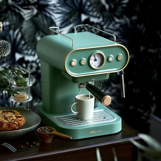 compact high-pressure coffee machine with steam frother - Image 4