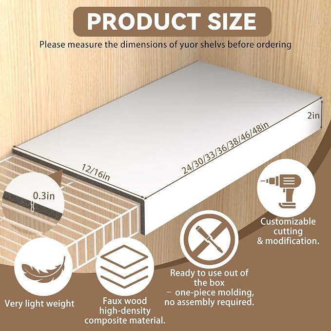 5 Pack Size33x16in Wire Shelf Cover for Pantry, Closet, Kitchen – Waterproof PVC Wood-Look Wire Rack Covers for Shelves, Multiple No-Tool Installation - Image 3
