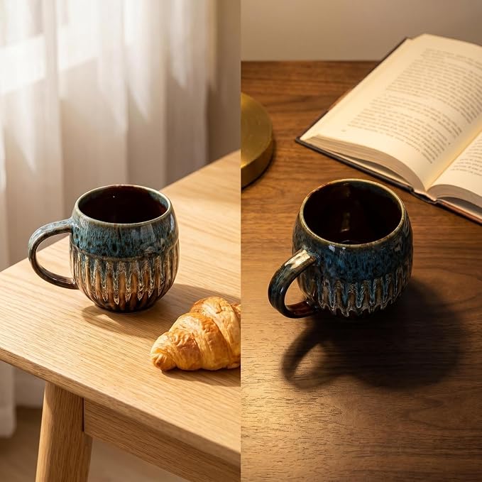 13oz Large Ceramic Coffee Mug, Red/Yellow/Blue/Green, Set of 4 | Large Tea Mug, Microwave Safe, Dishwasher Safe - Image 7