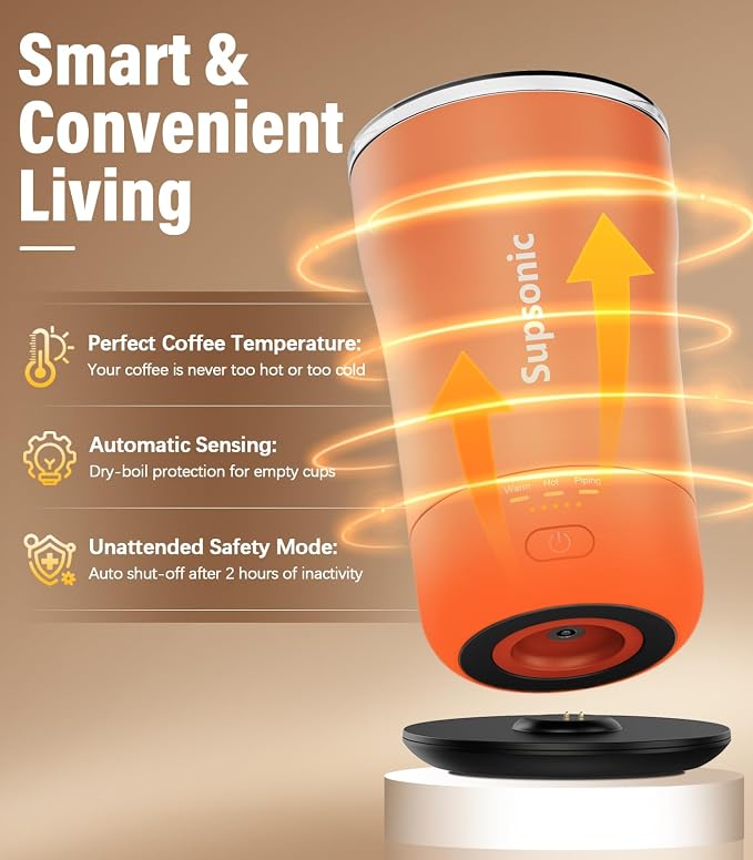 Supsonic - 14oz Heated Coffee Mug, Self-Heating Travel Mug with 3-Temp Settings, Insulated Stainless Steel Constant Temperature Heating Mug for Beverage, Smart Heating Portable Coffee Mug | S1 - Image 3