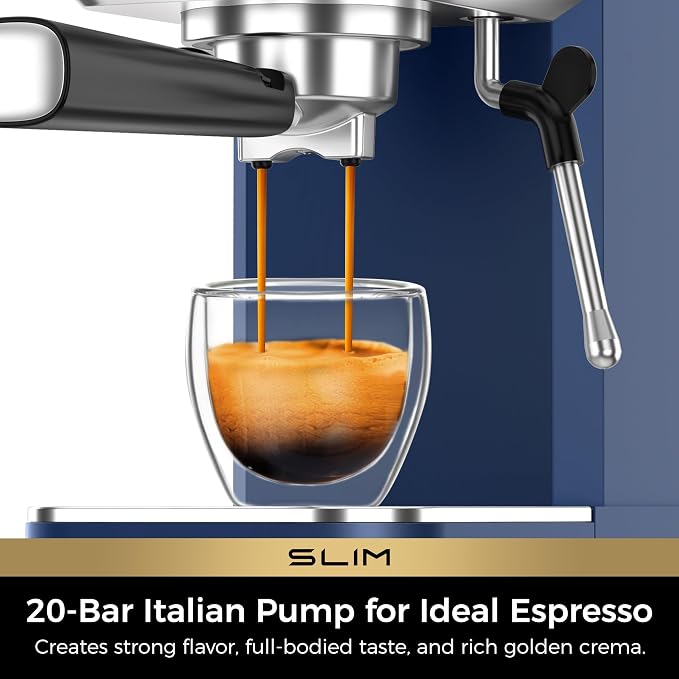 CHULUX Espresso Machine with Conical Burr Coffee Grinder, Dark Blue - Image 2