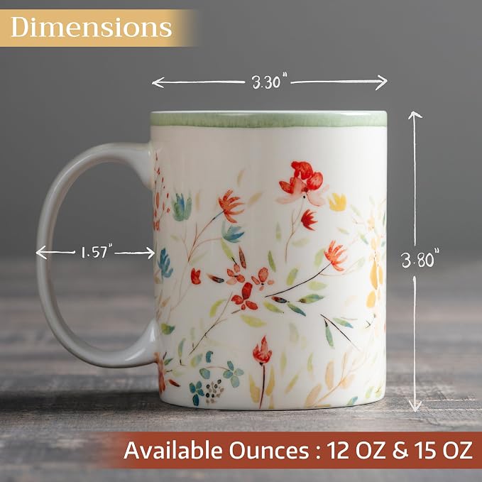 Maison d' Hermine Coffee Mug with Handles Tea Cups (15 Ounce, Pack of 1) | Fine Bone China Coffee Mugs for Hot Beverages Cappuccino Latte Home Restaurant Hotel Spring Summer -Colmar - Green - Image 4