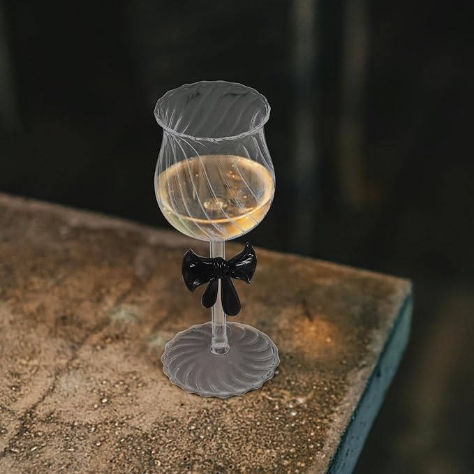 Ml Stemmed Wine Glass with Bow Accent, Vintage and Elegant Glassware to Preserve Wine Temperature, for Romantic Events and Anniversaries - Image 6