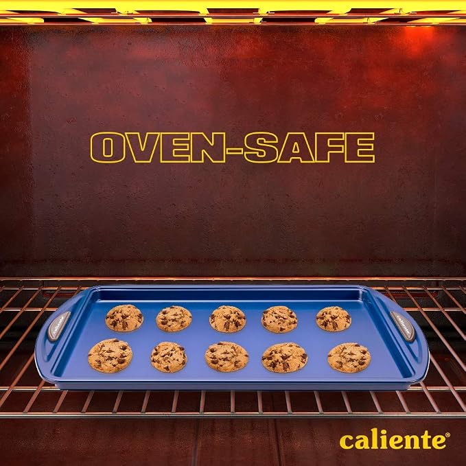 Caliente Nonstick Bakeware Set of 2 Cookie Sheets | Premium Medium & Small Baking Sheets | Durable Carbon Steel Baking Sets | Housewarming, Wedding, Chefs & Bakers Kitchen Gift - Image 6