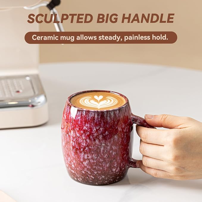 Sakura Nebula Ceramic Coffee Mug - 14 oz Unique Mug with Large Handle, Barrel Cute Mug for Women Men, Aesthetic Coffee Cup Gift for Home Office - Image 9