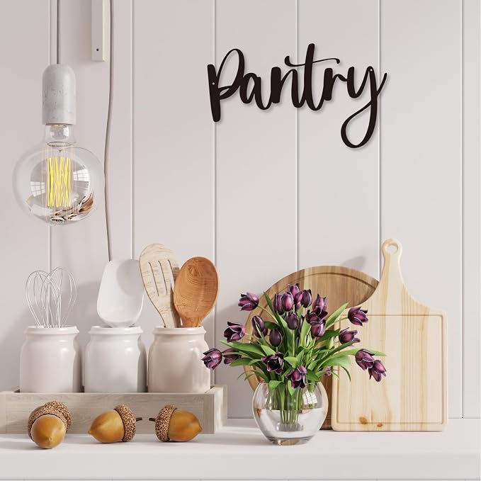 Pantry Word Sign Metal Wall Decor - 14 x 8.56" Pantry Decor for Home Kitchen Restaurant Coffee Shop Store Farmhouse Wall Decor (14 inches) - Image 5