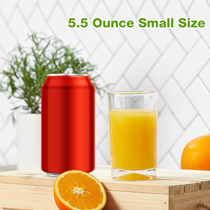 Mfacoy Small Juice Glasses Set of 6, 5.5-ounce Glass Cups, Heavy Base Small Drinking Glass Set, Clear Cups, Thick and Durable Shot Glasses, Drinking Glasses for Juice and Milk (Full Size - 5.5 Ounce) - Image 4