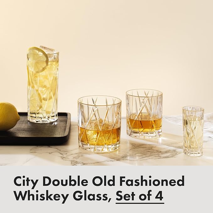 Orrefors City Double Old Fashioned Glass (Set of 4) - 11 Fl. Oz., Asymmetric Design, Glassware for Whiskey, Bourbon, Gin, Serving Cocktails & Margaritas, Dishwasher Safe - Image 2
