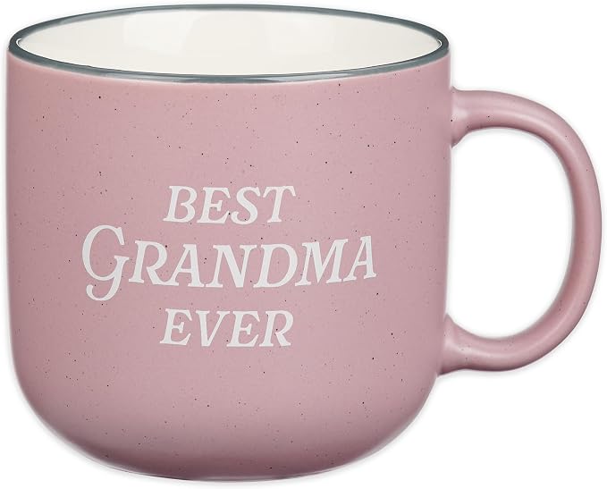 Christian Art Gifts Large Ceramic Microwave/Dishwasher Safe Coffee & Tea Mug for Grandmothers: Best Grandma Ever, Inspirational Psalm Bible Verse Cup for Women, Clean & Lead-free, Pink & White, 14 oz. by ChristianArtGifts