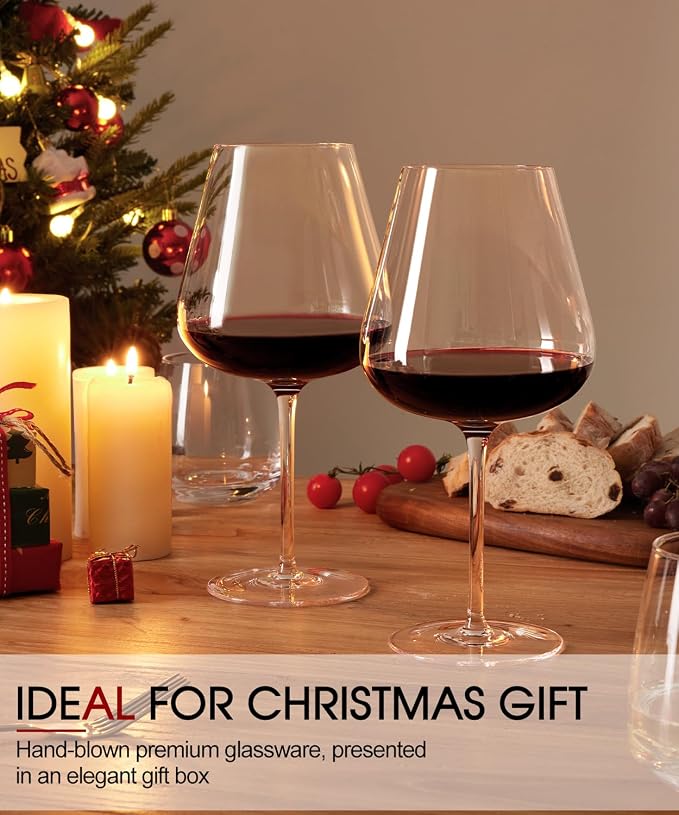 OJA Wine Glasses Set, Crystal Large Red Wine Glass Set of 4, 28 oz | Hand Blown, Clearer, Lighter for Tasting, Unique Gifts for Anniversary, Birthday, Wedding, Father's Day - Image 3