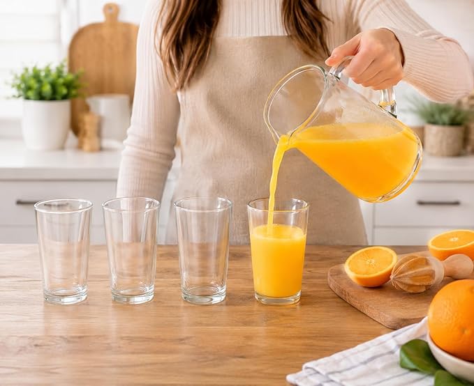 BOHEM'S Small Juice Glasses, Clear Glass Cups Tumblers, 7 Oz, Drinking Glassware for Orange Juice, Water, Milk, Coffee, Perfect for Tasting and Small Portions, Set of 4 (Style 1) - Image 4