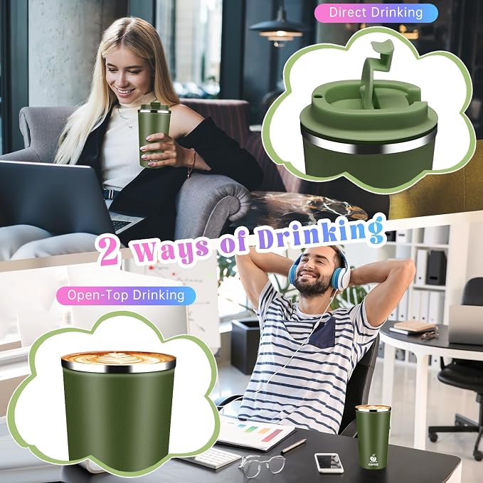 17oz Insulated Travel Coffee Mug with Flip Lid – Leakproof Stainless Steel Insulated Coffee Tumblers, Reuable Coffee Cup for Hot & Cold Drinks, Perfect for Camping & On-the-Go - Image 7