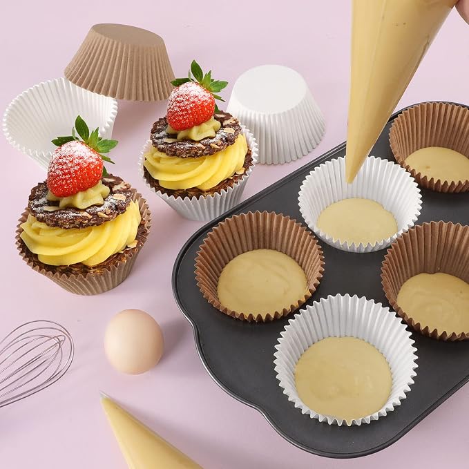 Caperci White Jumbo Muffin Cupcake Liners - 150pcs Large Baking Cups, Odorless, Food Safe Grease-Proof Cupcake Wrappers Papers - Image 4