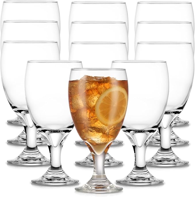 Libbey Classic Glass Goblets Set of 12, Stemmed Water & Tea Glasses | 16.25 oz Capacity for Iced Tea, Lemonade, Sangria, and More with Stemmed Design and Dishwasher-Safe Cleanup by Libbey