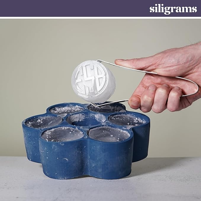 Siligrams Personalized Silicone Ice Cube Mold - Custom Ice Molds for Cocktails, Whiskey & Other Drinks - Great Customizable Gift (2 Cubes - Round)