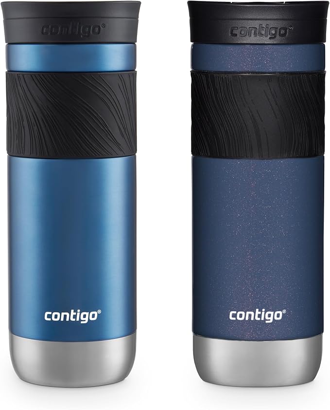 Contigo SNAPSEAL Insulated Stainless Steel Travel Mug with Grip 20oz. Blue Corn Transparent Satin & Midnight Berry by Unknown