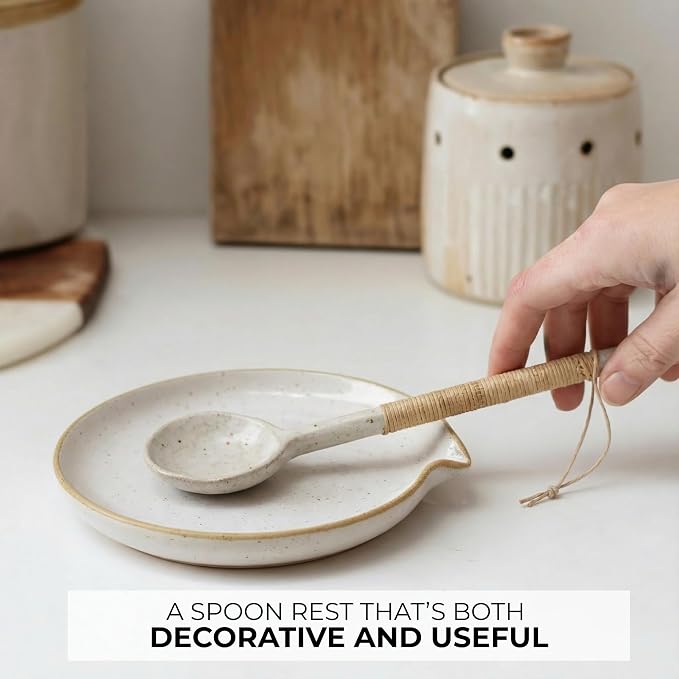 Beautiful Ceramic Spoon Rest for Stove Top - Perfectly Sized Spoon Holder for Your Kitchen Countertop - Easy to Clean and Dishwasher Safe, Perfect Addition to Any Kitchen Counter for Everyday Cooking - Image 5