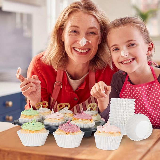 Caperci 300pcs Standard White Cupcake Liners for Baking - Odorless Greaseproof Paper Muffin Baking Cups for Wedding Birthday Party Baby Shower Festivals (White) - Image 4