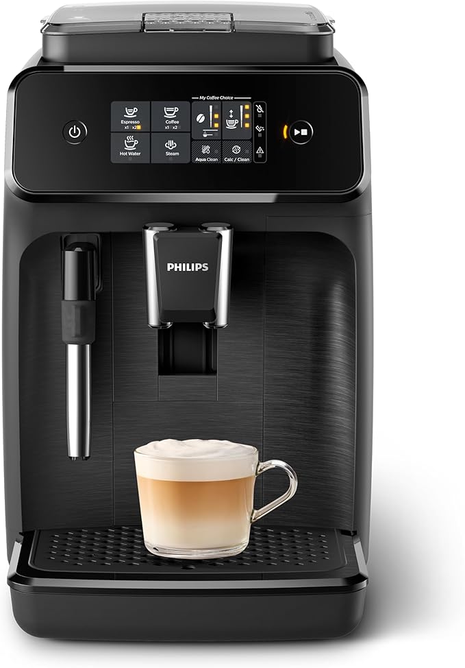 Philips 1200 Series Fully Automatic Espresso Machine, Classic Milk Frother, 2 Coffee Varieties, Intuitive Touch Display, 100% Ceramic Grinder, AquaClean Filter, Aroma Seal, Black (EP1220/04) | Classic Milk Frother, 2 Coffee Varieties, Intuitive Touch D... by Unknown