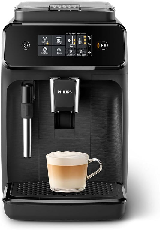 Philips 1200 Series Fully Automatic Espresso Machine, Classic Milk Frother, 2 Coffee Varieties, Intuitive Touch Display, 100% Ceramic Grinder, AquaClean Filter, Aroma Seal, Black (EP1220/04) | Classic Milk Frother, 2 Coffee Varieties, Intuitive Touch D... by Unknown