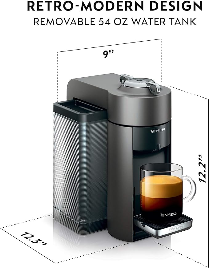 Nespresso Vertuo Coffee and Espresso Machine by De'Longhi, 54 ounces, Titan, Grey - Image 3