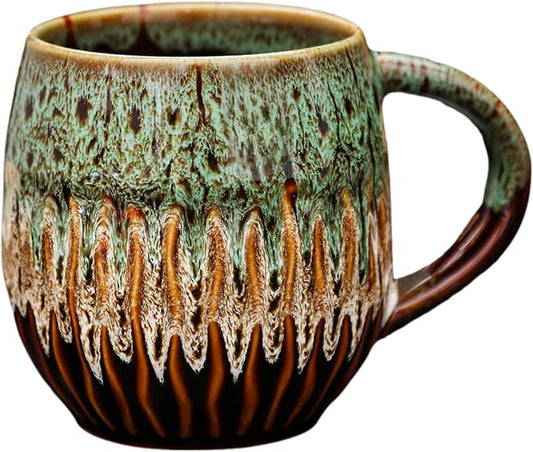 20 oz Large Ceramic Coffee Mug,Creative Handcrafted Reactive Glaze Coffee Cups Suitable for Home and Office Use,Dishwasher & Microwave Safe,Novelty Pottery Mug for Coffee Lovers Gift (green) by Unknown