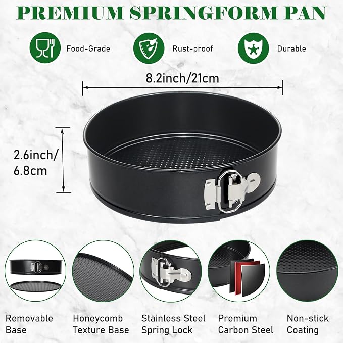Tellshun 8 Inch Non-stick Springform Pan with 50 Pcs Parchment Paper Cheesecake Pan with Removable Bottom Baking Mold Round Leakproof | Nonstick Round Tin Leakproof Removable Bottom Bakeware for Cake Pie Pizza and Quiches Carbon Steel and Non-stick Coa... - Image 2
