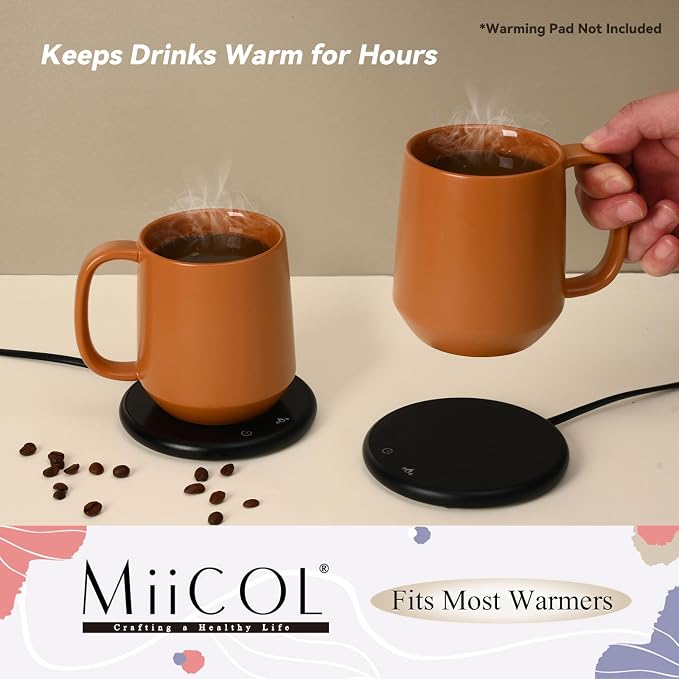 Miicol Ceramic Coffee Mug, 16 oz Large Coffee Cup, Tea Mug with Handle, Flat Bottom Mug for Men, Women, Office, Microwave and Dishwasher Safe, Multi-Color, Burnt Orange - Image 4