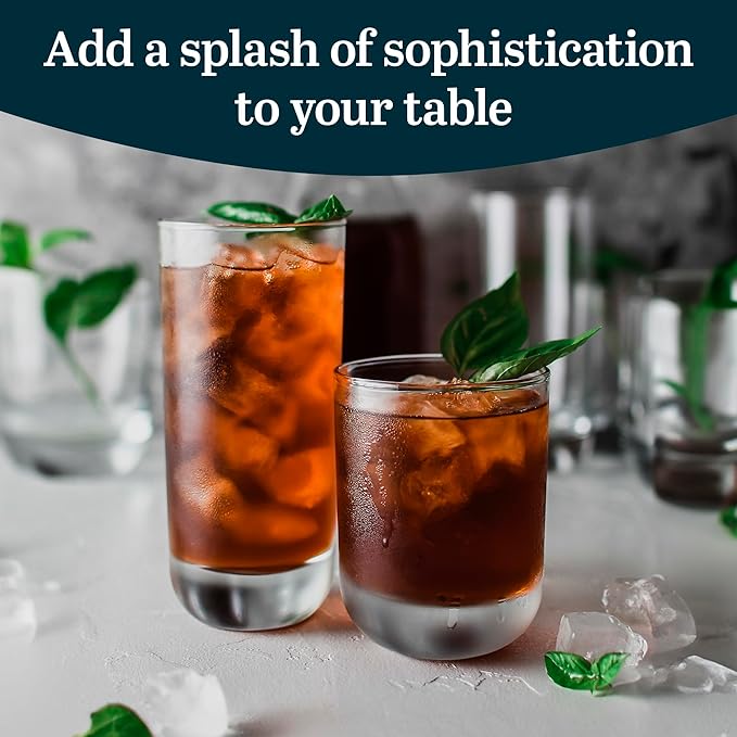 Polaris Tumbler & Rocks Drinking Glasses Set of 16, Clear Glass Cups | 16.25 oz and 12.25 oz Capacities for Water, Juice, Cocktails, and More with Dishwasher-Safe Convenience for Easy Cleanup - Image 5