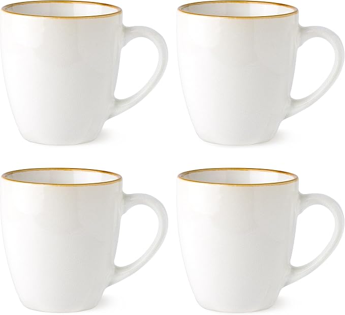 GBhome Ceramic Coffee Mugs Set of 4, 12oz Stoneware Coffee Mugs Set For Dad Mom Women MEN, Light Weight Ceramic Coffee Cups for Latte/Tea/Beer/Hot Cocoa, Dishwasher & Microwave Safe by GBhome