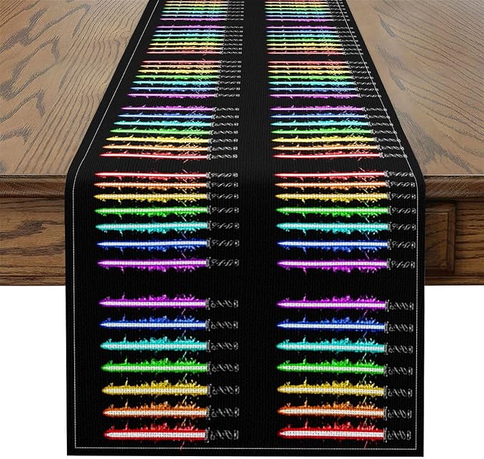 Feelyou Lightsaber Table Runner 60x13 Inch Colorful Decorations Indoor Outdoor Party Supply Lightsaber Grommet Home Kitchen Dining Decor Dresser Scarfs Future Technology Home Decor for Living Room - Image 2