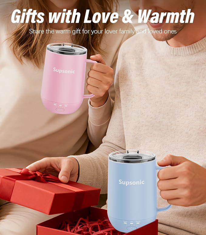Supsonic - 16oz Self Heating Coffee Mug, Smart Heated Coffee Mug Faster Direct-Contact Heating Up to 149°F, Coffee Mug Warmer Set with Auto Shut-Off - Gifts for Men Women | S2 - Image 5