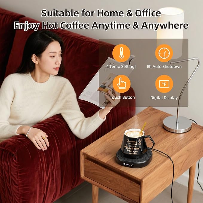 Coffee Mug Warmer Set Smart Electric Cup Candle Warmer for Desk Office | You're Awesome Mug Warmer Set, Desk Tea Beverage Heater Plate, 4 Temperature Setting & 8H Auto Shut Off, Women Birthday Gifts - Image 3