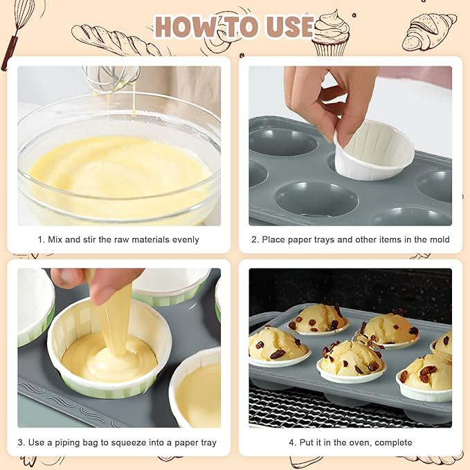 Silicone Cake Mold Muffin Pan Non-stick Bakeware for Creative Desserts Family Baking High Heat Flexible Cupcake Tray Easy Bake Supplies