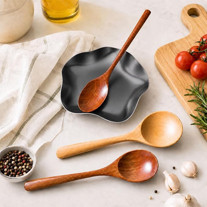 VanlonPro Stainless Steel Spoon Rest, Spatula Ladle Holder, Stainless Steel Utensil Spoon Rest Holder, Brushed Finish, Dishwasher Safe 5.9 Inch (Flower Black 1PC) - Image 5