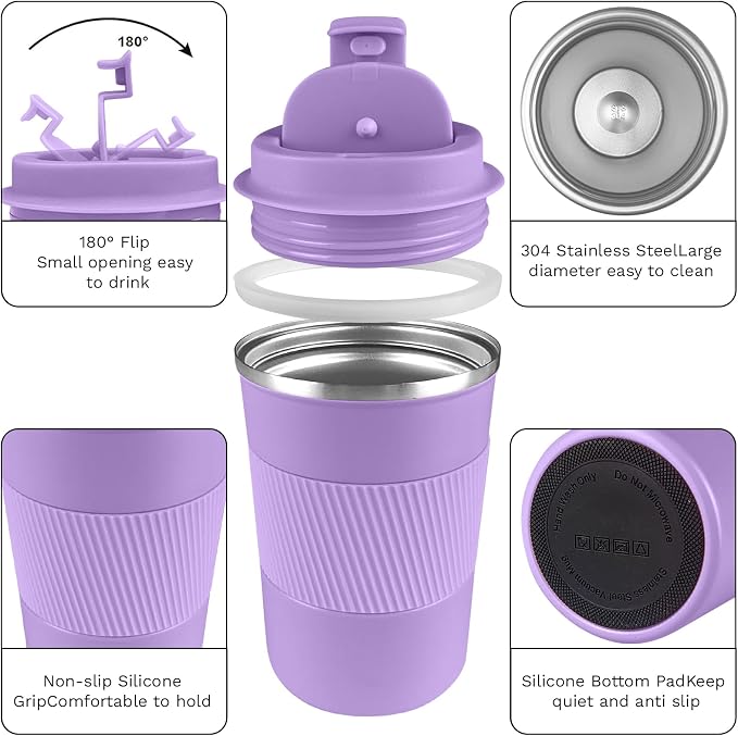 Insulated Travel Coffee Mug, Stainless Steel Coffee Cup with Leakproof Lid | Double-wall insulation keeps drinks hot or cold for hours, with a leakproof lid and portable stainless steel design - Image 2