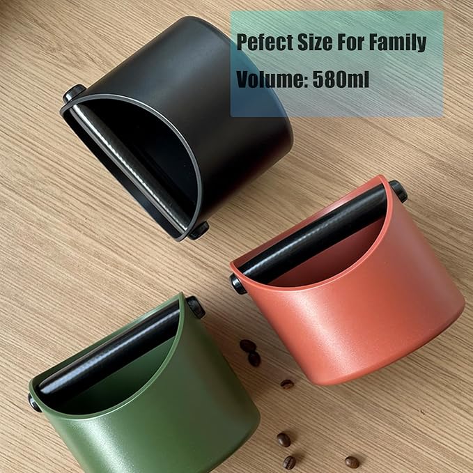 Coffee Knock Box, 4.6 in, Barista Style Espresso Grounds Knock Box, Removable Plastic Knock Rod, Non-Slip Base, Espresso Maker Accessory (Caramel) - Image 3