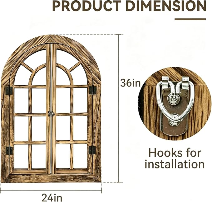 Window Mirrors for Wall Decor -Arched Wall Mirror Farmhouse Wall Decor Wood Frame Decorative Wall Mirrors Like Window for Bedroom, Living Room, Entrance, Dining Room - Image 7