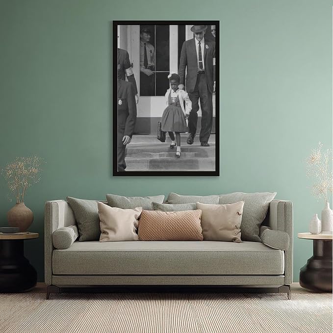 UXCBIA Young Black Girl Protesting, Ruby Bridges, Civil Rights Movement, Vintage Feminism Poster Canvas Poster Bedroom Decor Sports Landscape Office Room Decor Gift Black Frame 08x12in(20x30cm) - Image 5