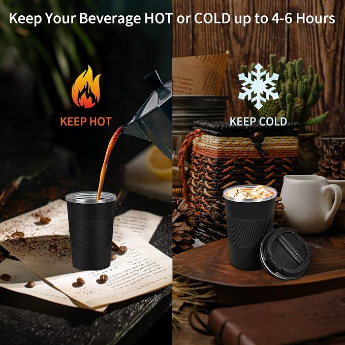 Insulated Travel Coffee Mug, Stainless Steel Coffee Cup with Leakproof Lid | Double-wall insulation keeps drinks hot or cold for hours, with a leakproof lid and portable stainless steel design - Image 6