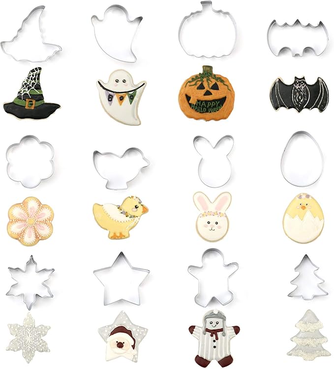 188pcs Cookie Decorating Supplies Kit(ALL-IN-ONE),with 12pcs holiday cookie cutter,Mixing Tools,Piping Tools,Decorating Tools and 100pcs Cookies Bags for Beginners and Decorator