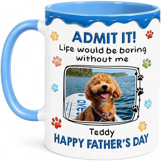 LOVELYPOD Custom Dog Dad Mug With Names and Photo, Fathers Day Gift for Dogs Dad, Fur Lovers Coffee Cup, Personalized Dog Picture Mug, Fathers Day Pet Coffee Mugs by LOVELYPOD