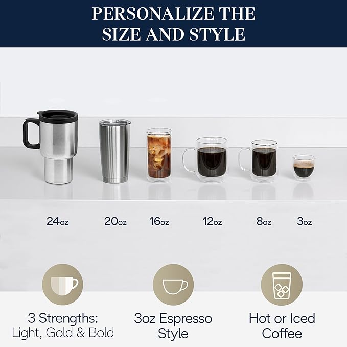 De'Longhi TrueBrew Drip Coffee Maker, Grinder, 8 to 24 oz, Built-In Grinder | #1 Worldwide Espresso Machine Maker, Built-in Grinder, 5 Brew Styles, 6 Brew Sizes, One-Touch Simplicity - Image 7