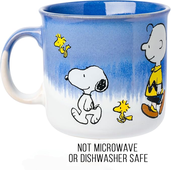 Silver Buffalo Peanuts Charlie Brown, Reactive Glaze Camper Mug, 20oz | Ceramic, Lucy, Sally, Woodstock and Linus, 0.59 Liters - Image 3