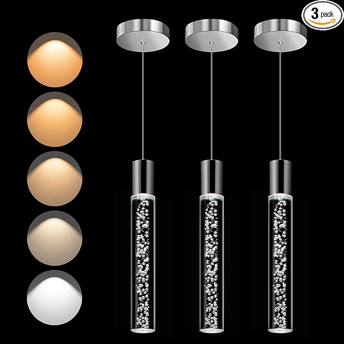 Modern LED Pendant Lights Kitchen Island Lighting,Dimmable 5CCT/2700K/3000K/3500K/4000K/5000K,Hanging Island Lights Kitchen Ceiling Lighting Fixtures,for Kitchen Dining Room (3 Pack) by AJBVP5CCTLEDLighting