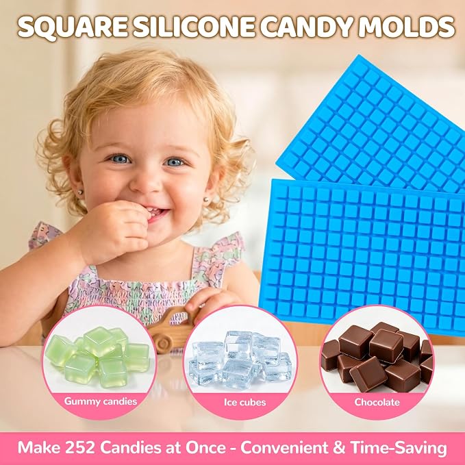 Square Silicone Candy Molds - Mini Silicone Molds for Hard Candy, Chocolate, Gummy, Caramel, Ganache, Ice Cubes - Image 6