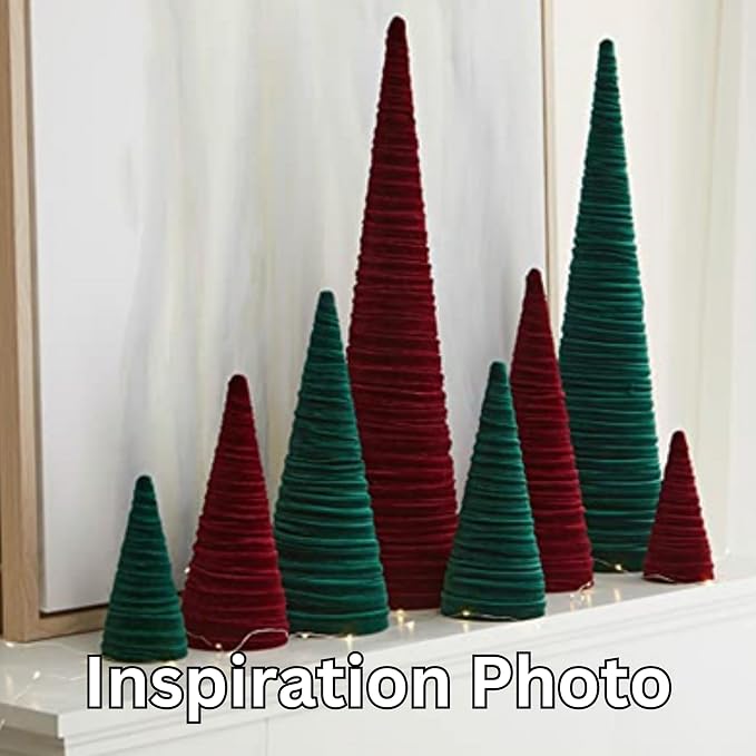 Your Heart's Content Wine Velvet Trees Set of 3, Valentine Tree Tabletop, Elegant Mantel Accent, Tablescape, Modern Farmhouse Centerpiece (Wine) - Image 4