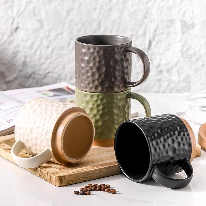 Nihow 16OZ Stackable Coffee Mug Set, Large Ceramic Coffee Mug Set of 4,Coffee Cup Set for Cappuccino/Latte/Cocoa,Dishwasher & Microwave Safe,Mixing Color - Image 6