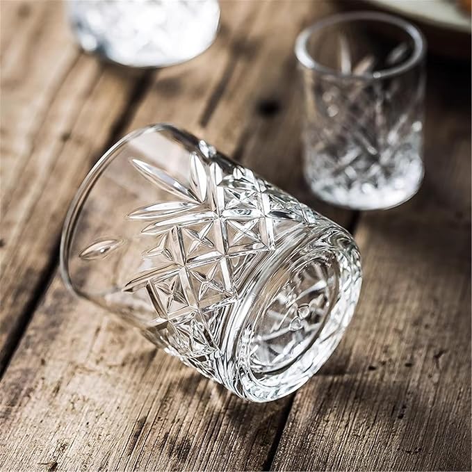 Glass Tumblers Transparent Embossed Glass Cups for Milk, Juice Kitchen Glassware(Medium) - Image 3